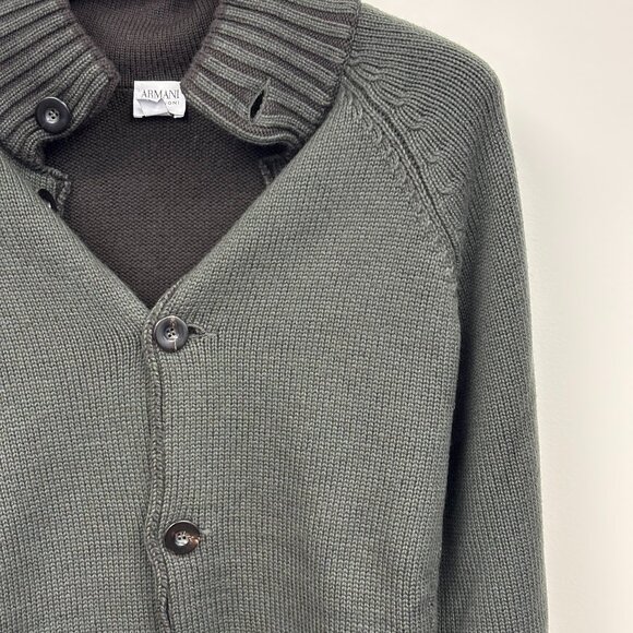 Armani Collezioni - Dark Green Cardigan | Size L | Pure Virgin Wool - Picture 2 of 5
